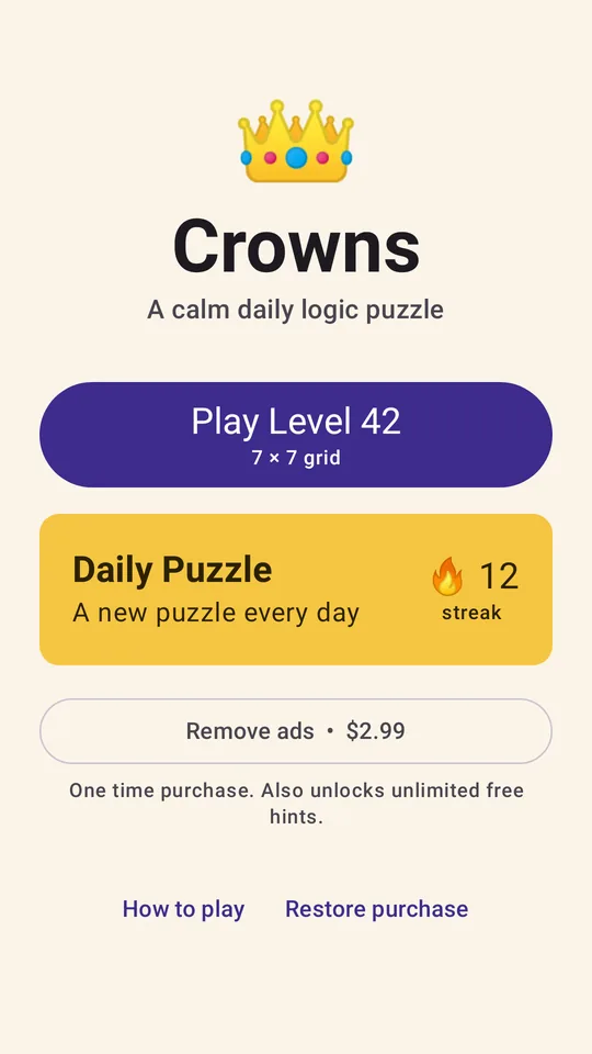Home with daily puzzle